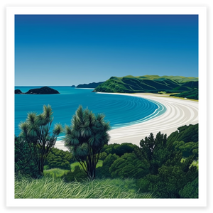 art print of anaura bay white sand beach east cape new zealand