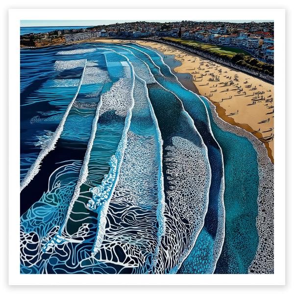 Bondi Beach Sydney Australia Steve Ballantyne Art fine art beach print square golden sand blue water