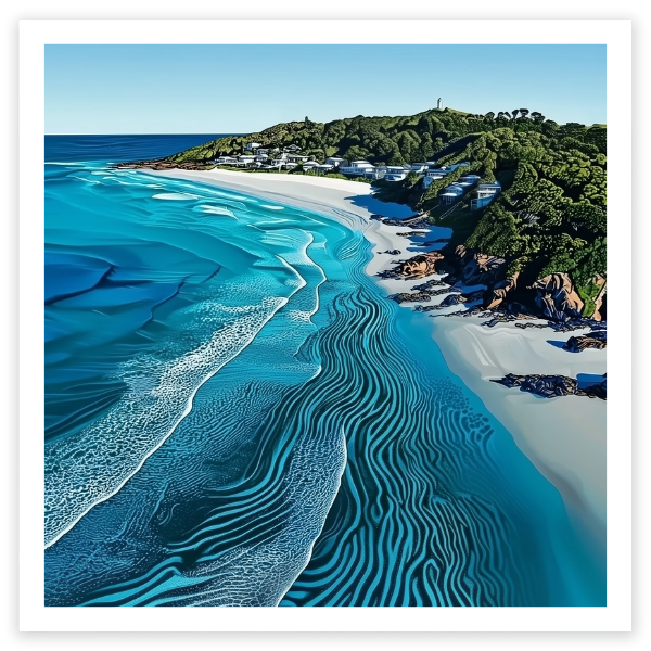 Byron Bay Australia Steve Ballantyne Art fine art beach print square white sand blue water