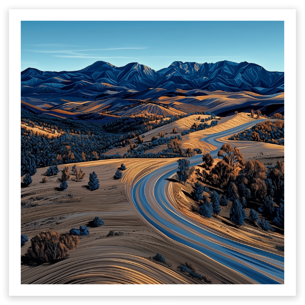 art print of a road running through the Flinders Ranges, South Australia