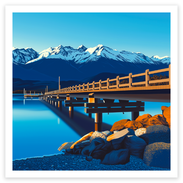 art print of glenorchy wharf, queenstown new zealand