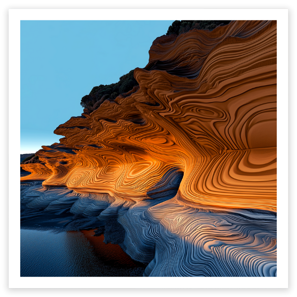 art print of Golden Painted Cliffs, Tasmania, Australia