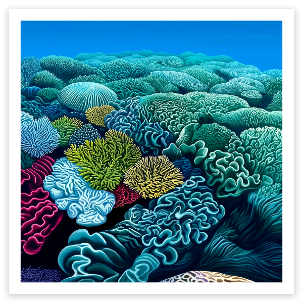 art print of great barrier reef coral underwater queensland australia