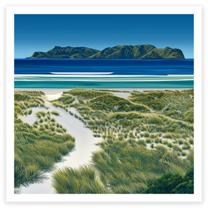 art print of sandy track to beautiful beach great barrier island auckland new zealand