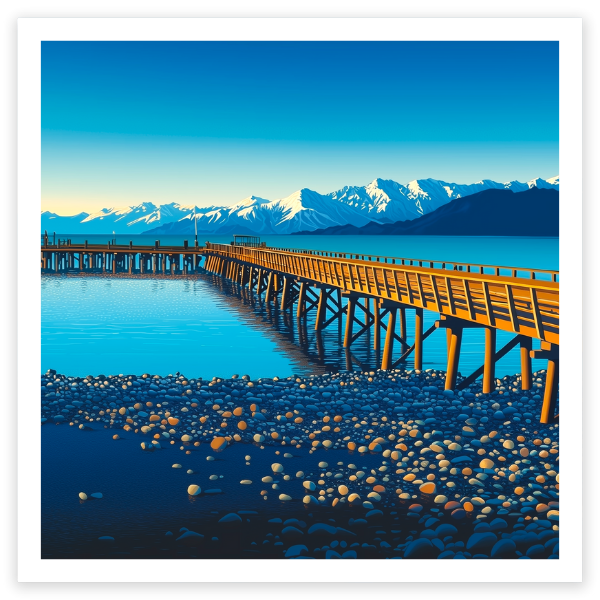 art print of jackson bay wharf, south island, new zealand