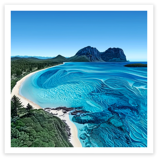 Lord Howe Island Australia Steve Ballantyne Art fine art beach print square white sand blue water