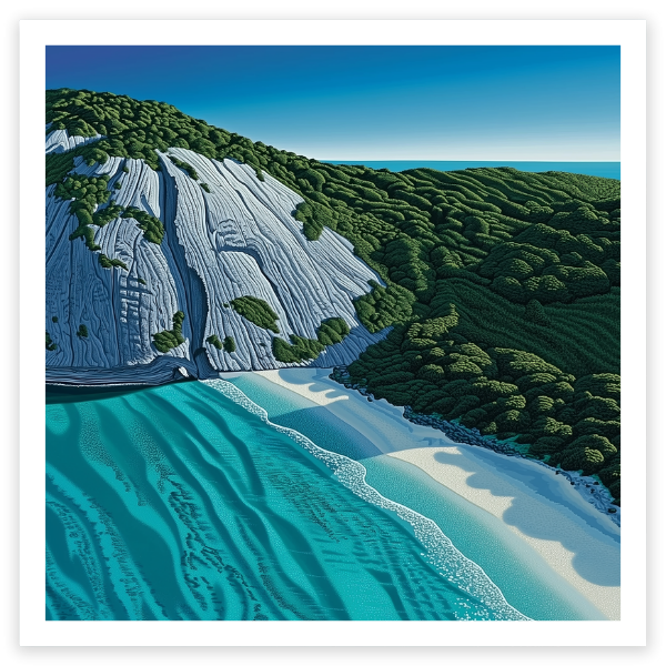 Misery Beach Australia Steve Ballantyne Art  fine art beach print square white sand blue water