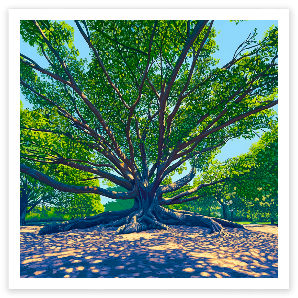 art print of moreton bay fig in auckland domain, new zealand