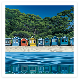 art print of mornington peninsula boatsheds, melbourne, Australia