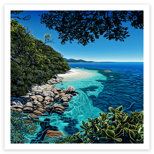 Nudey Beach Australia Steve Ballantyne Art fine art beach print square white sand blue water