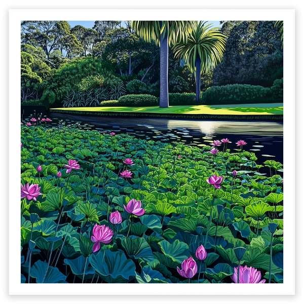 art print of waterlillies at Royal Botanic Gardens, Melbourne, Australia