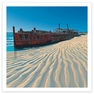 art print of a shipwreck SS Maheno Queensland Australia