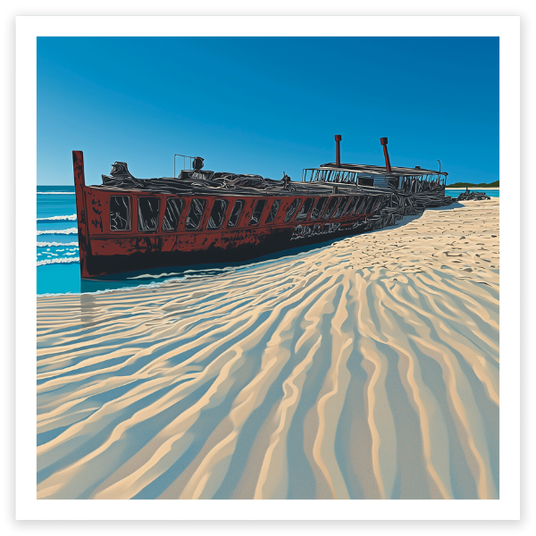 art print of a shipwreck SS Maheno Queensland Australia