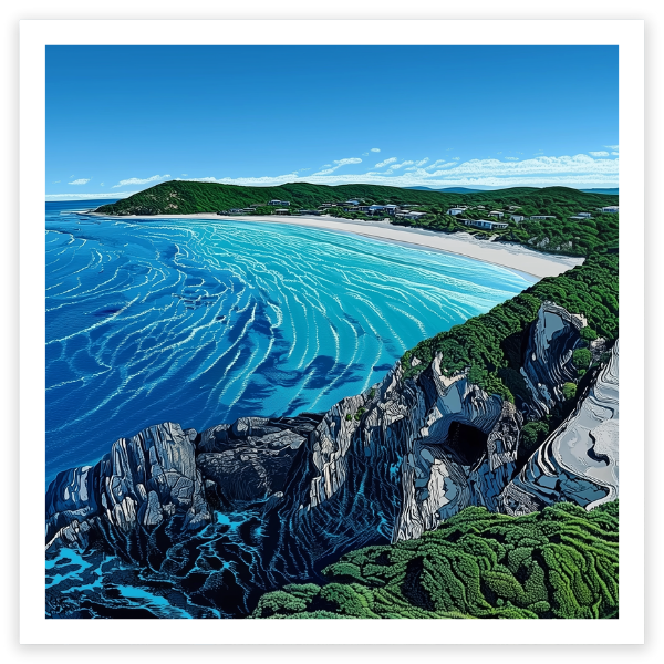 Stokes Bay Australia Steve Ballantyne Art  fine art beach print square white sand blue water