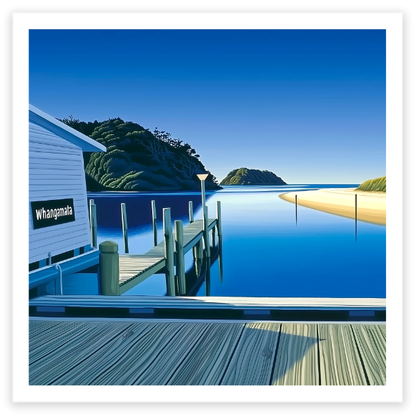 art print of whangamata wharf, coromandel, new zealand