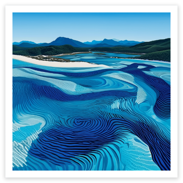 Whitehaven Beach Australia Steve Ballantyne Art fine art beach print square blue water