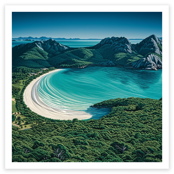 Wineglass Bay Australia Steve Ballantyne Art fine art beach print square white sand blue water